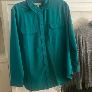 Banana republic green button down blouse shirt